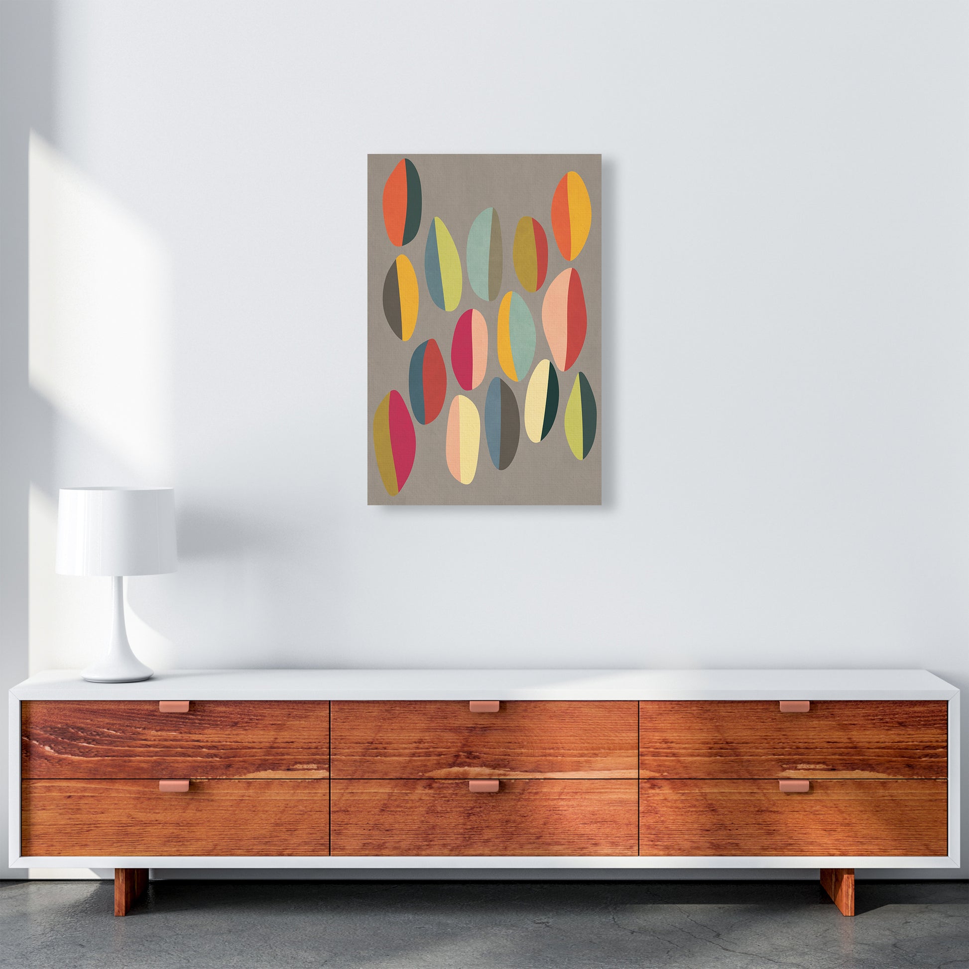Mid Century Half Pebbles Original A2 Canvas