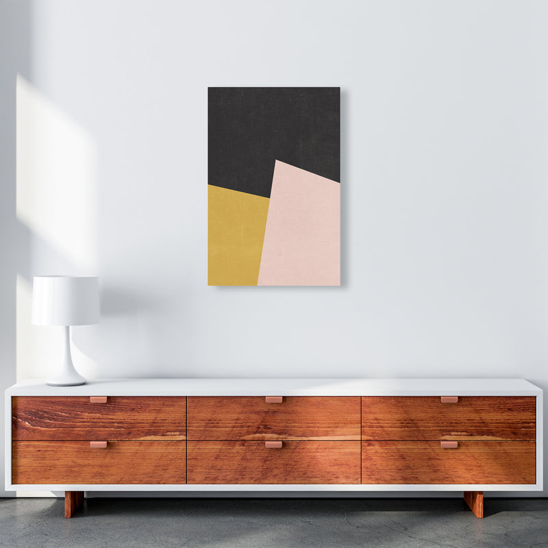 Yellow Pink and Black Abstract A2 Canvas