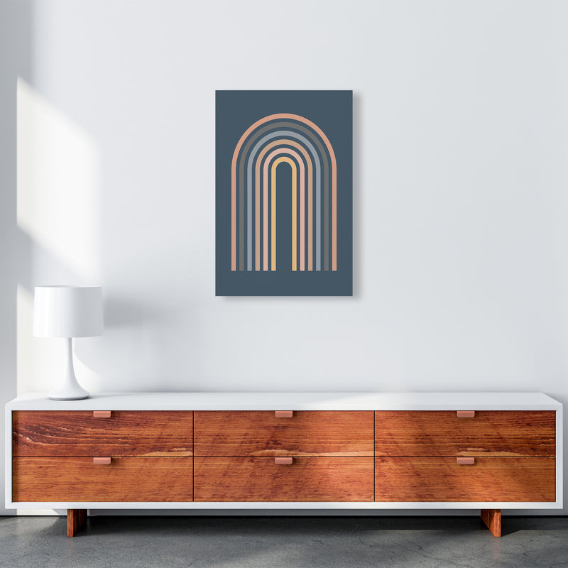 Mid Century Blue Wall Art Print A A2 Canvas