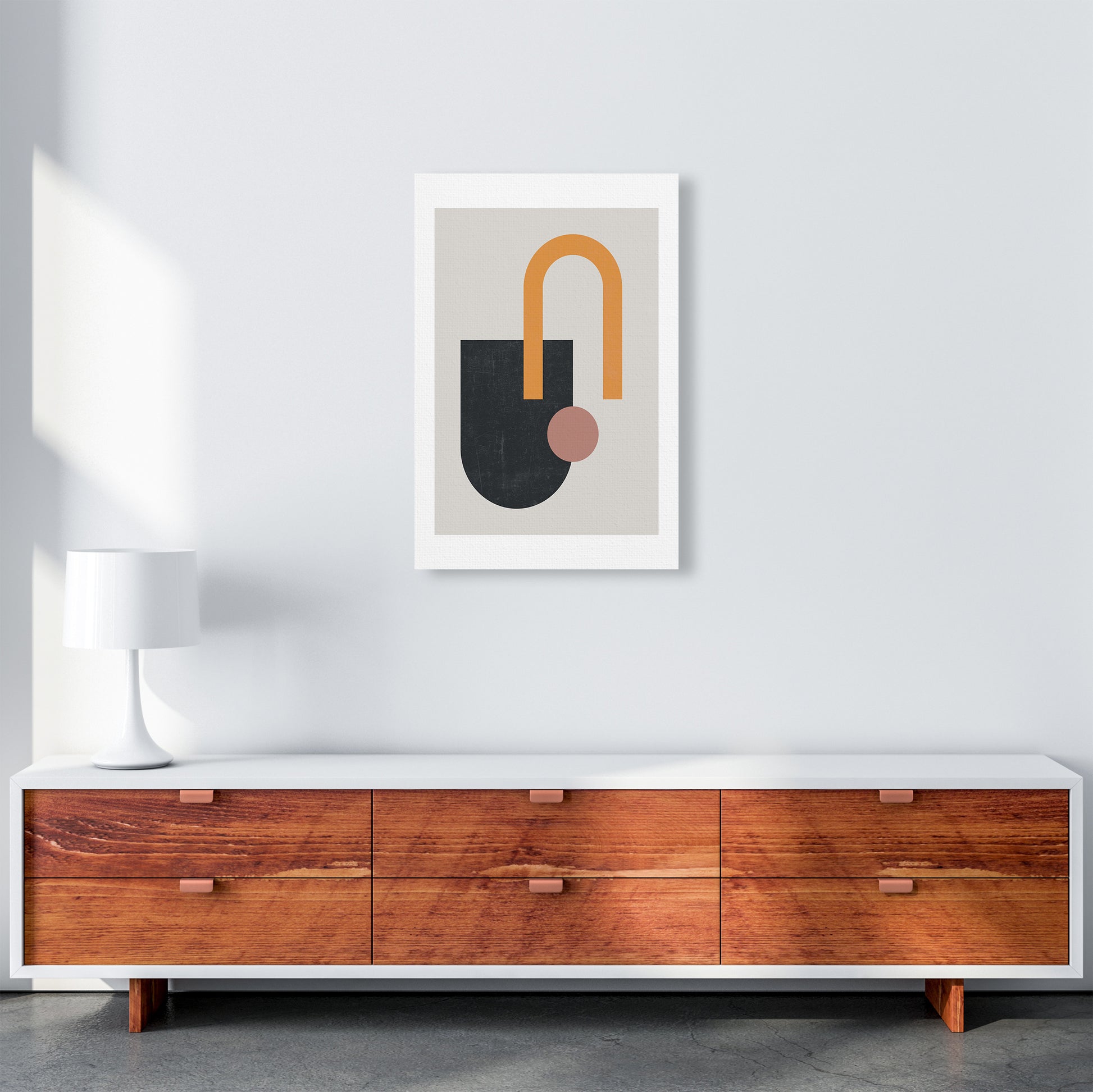 Mid Century Shapes Wall Art Print A A2 Canvas