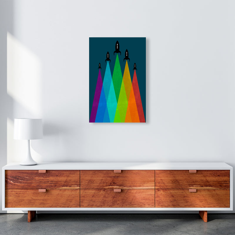 Rainbow and Navy Rocket B A2 Canvas