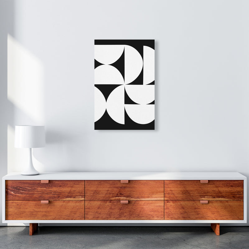 Abstract Black and White Half Circles Original Art Print by Print Punk Studio A2 Canvas