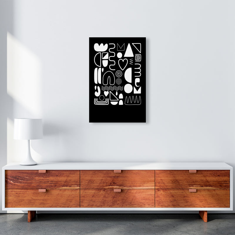 White and Black Scandi Shapes A2 Canvas