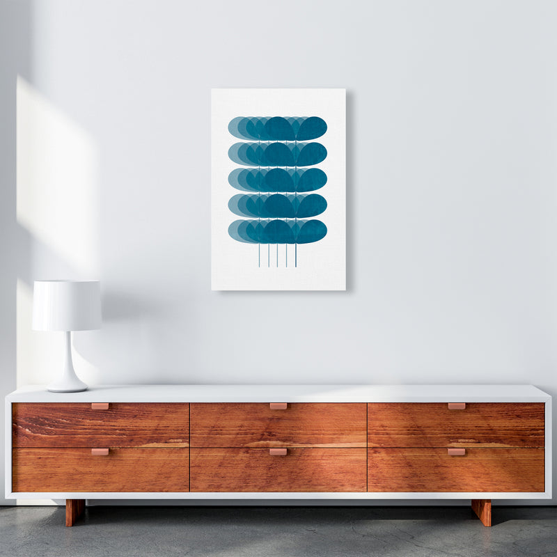 Scandinavian Turquoise Leaves Original A2 Canvas