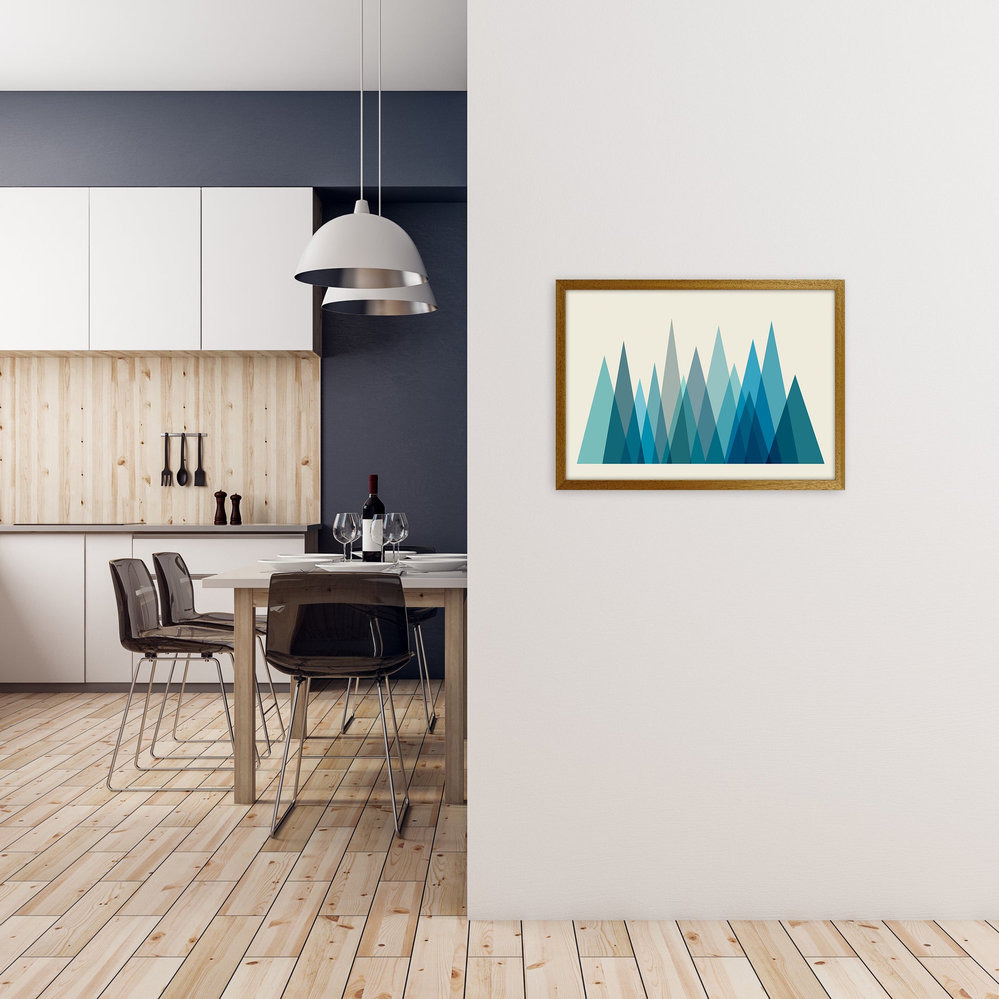Mid Century Blue Mountains Original A2 Print Only