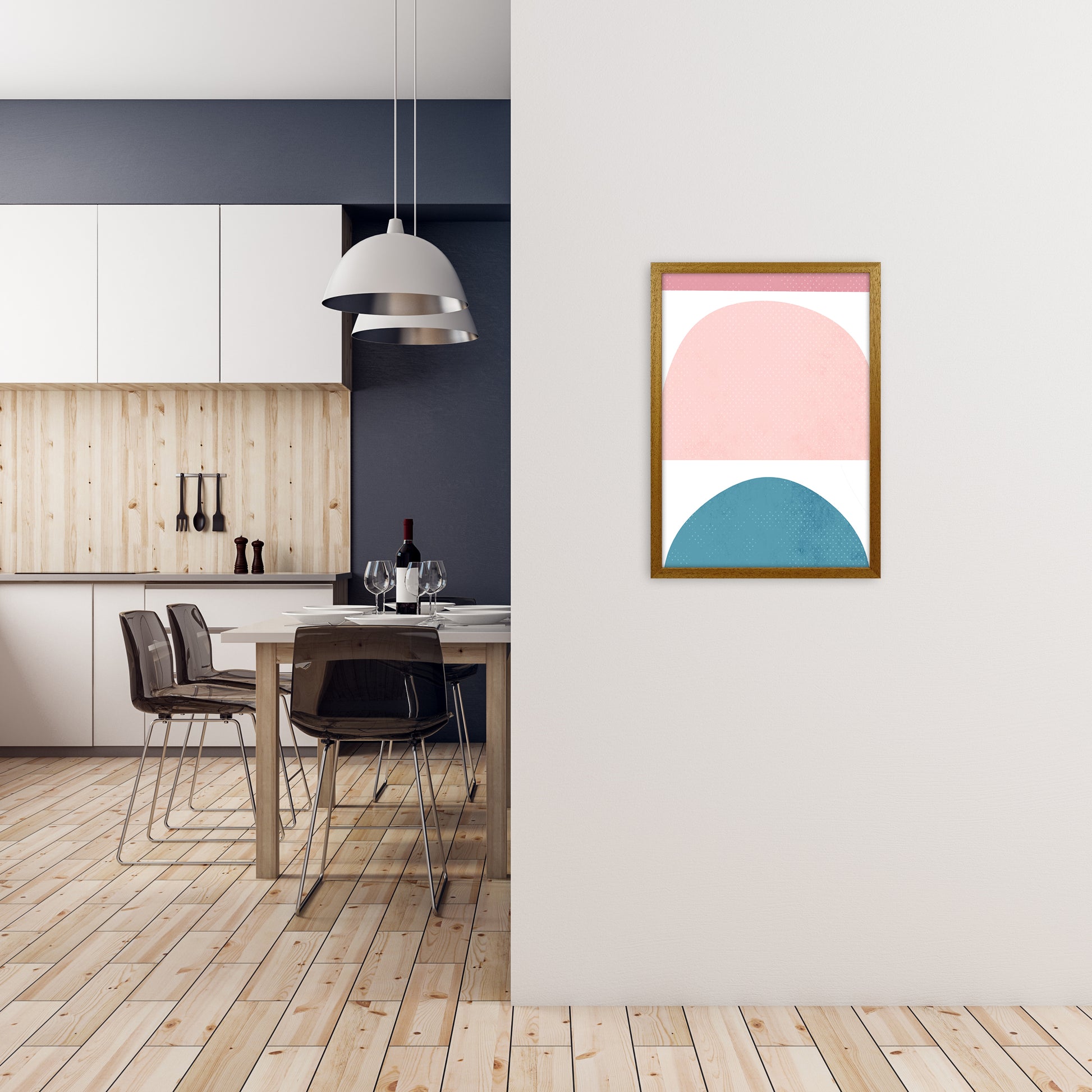 Abstract Blue and Pink Original A2 Print Only