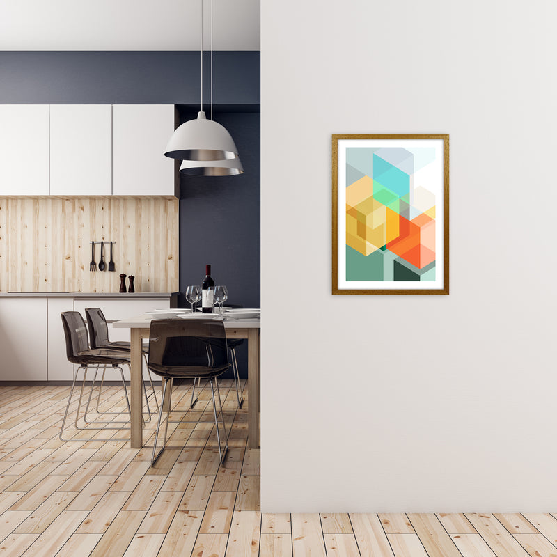 Abstract Colourful Cubes Original A2 Print Only