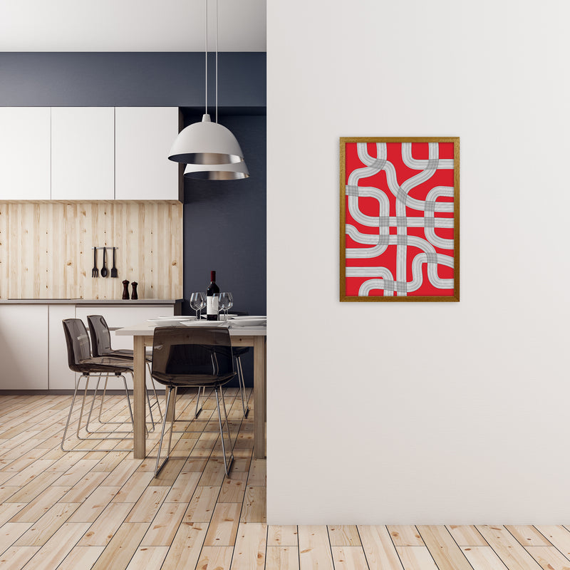 Red Black and White Abstract A2 Print Only