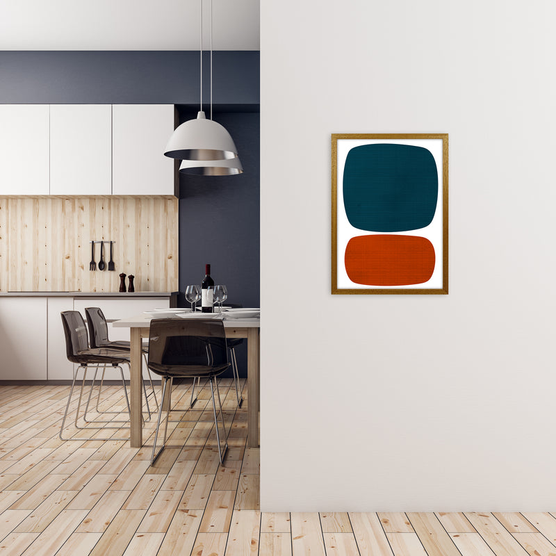 Blue and Orange Mid Century A2 Print Only