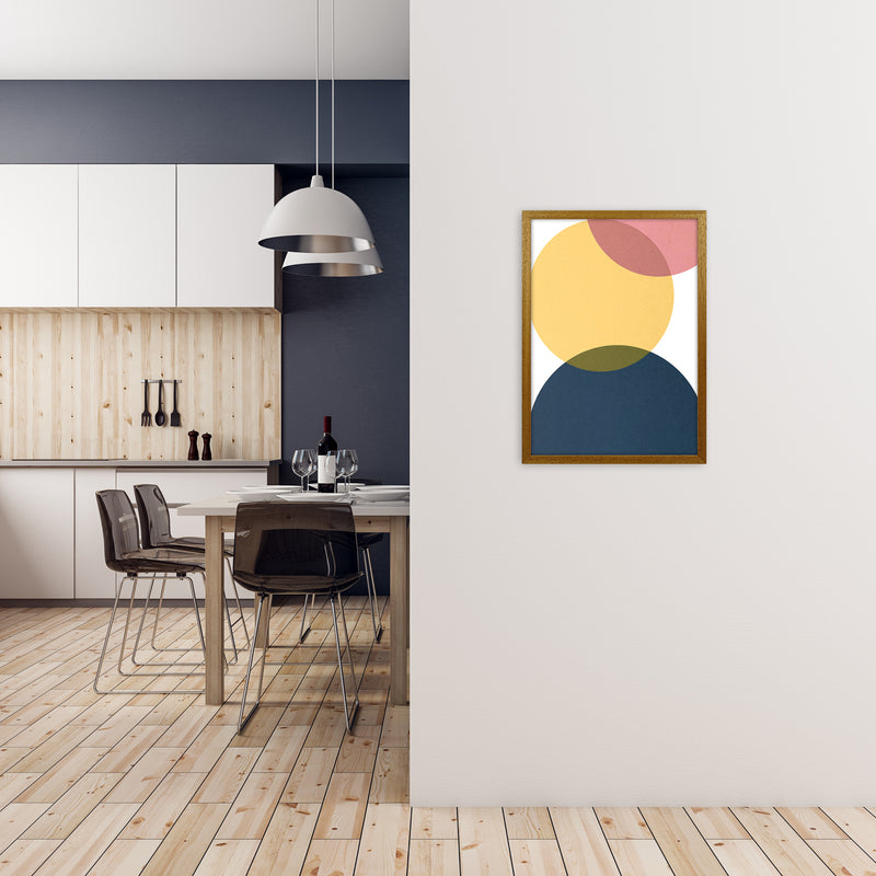 Blue Yellow Pink Pebbles Original A2 Print Only