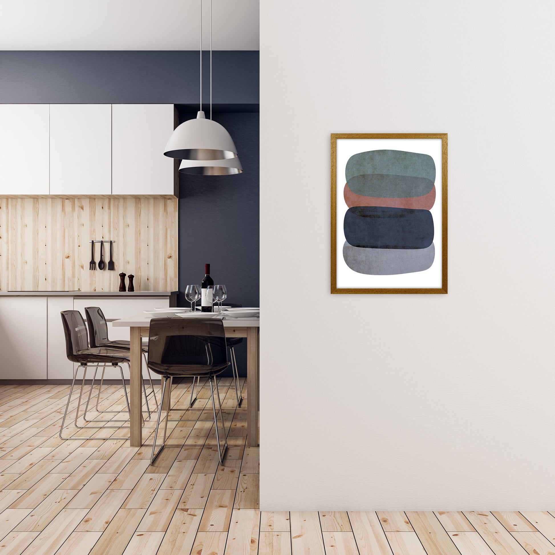 Earth Tones Soft Abstract Shapes A2 Print Only