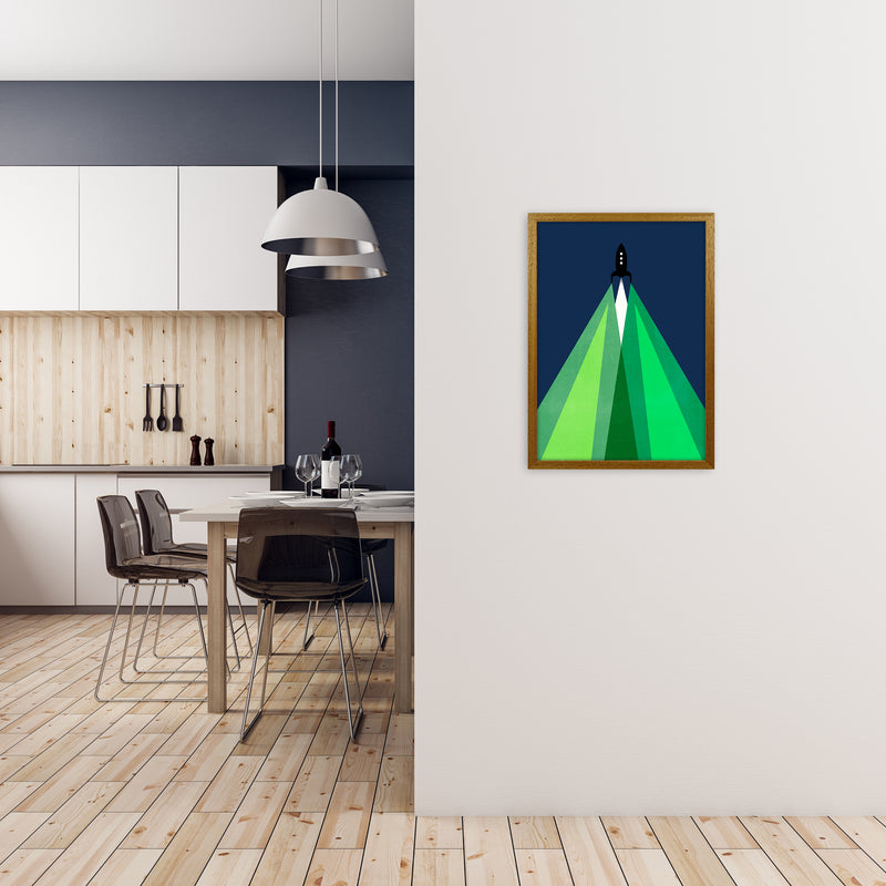 Green and Blue Kids Rocket A2 Print Only