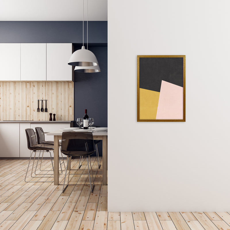 Yellow Pink and Black Abstract A2 Print Only