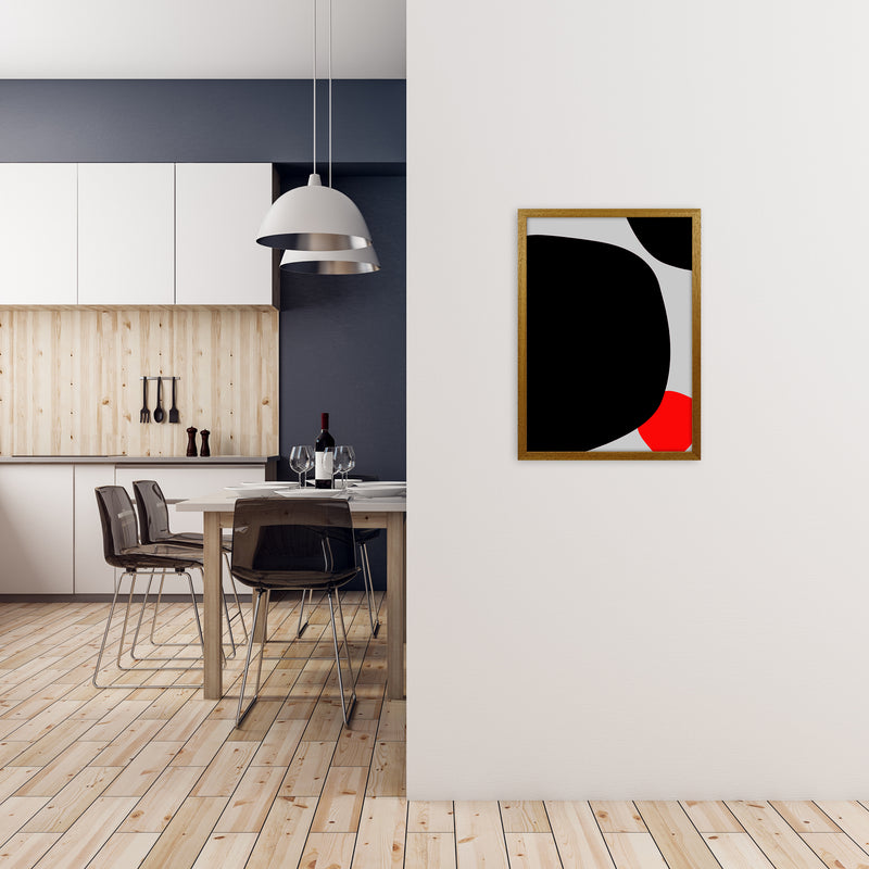 Abstract Black Shapes with Red Original A Art Print by Print Punk Studio A2 Print Only