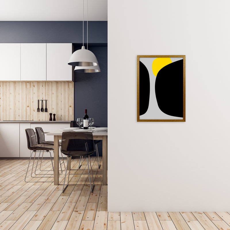 Abstract Black Shapes with Yellow Original B Art Print by Print Punk Studio A2 Print Only