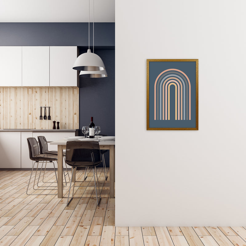 Mid Century Blue Wall Art Print A A2 Print Only