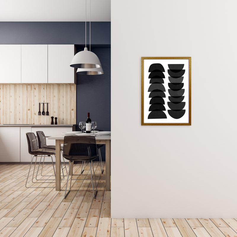 Mid Century Black Half Moons A2 Print Only