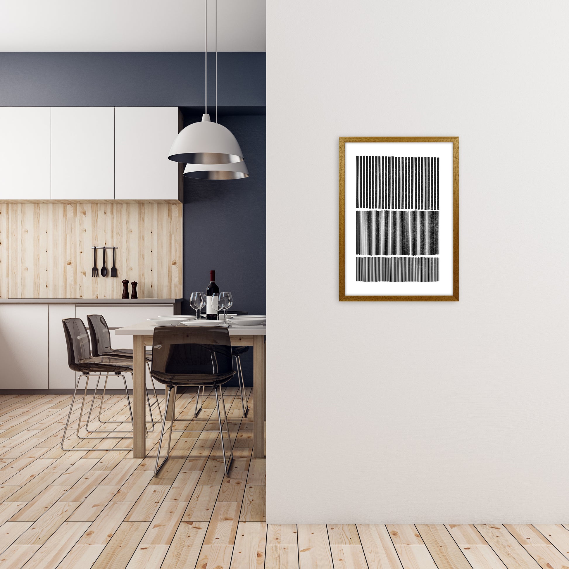 Mid Century Modern Lines Original A2 Print Only