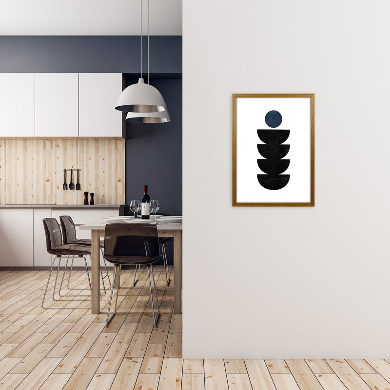 Mid Century Shapes Navy Dot A2 Print Only