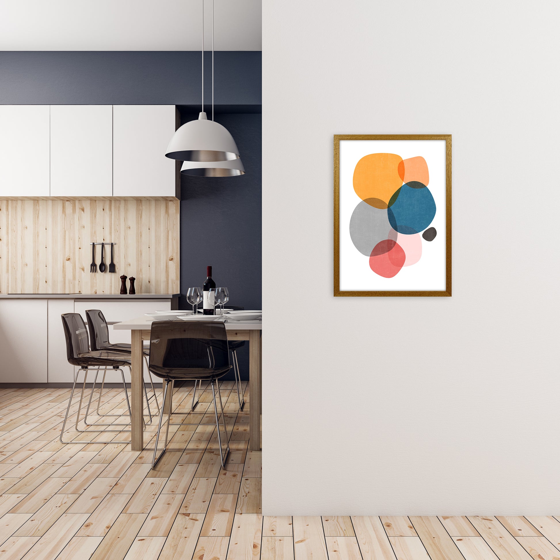 Mid Mod Abstract Shapes Original A2 Print Only