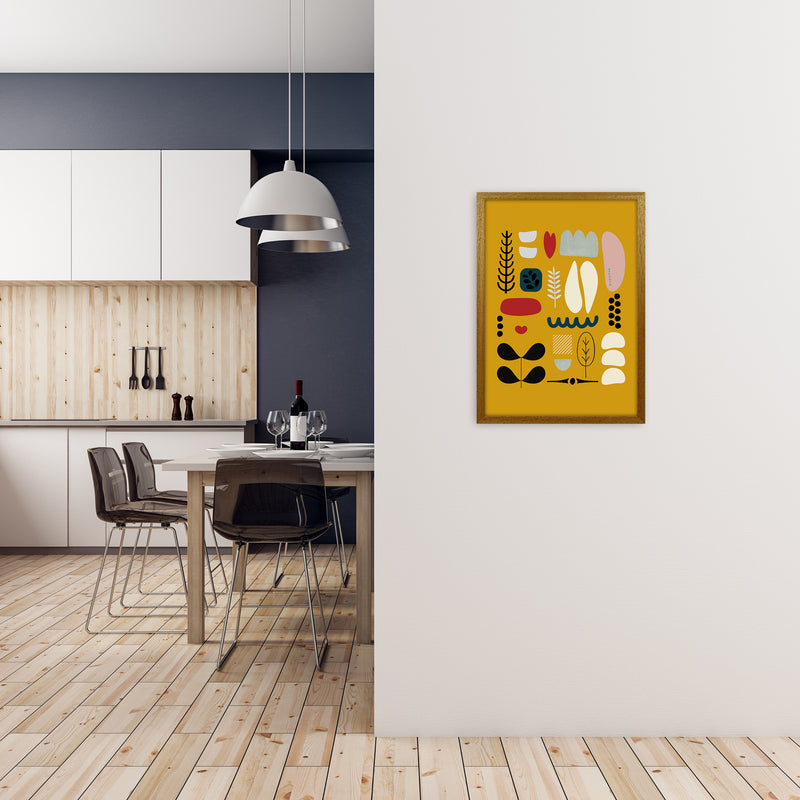 Scandinavian Folk on Yellow Original A2 Print Only
