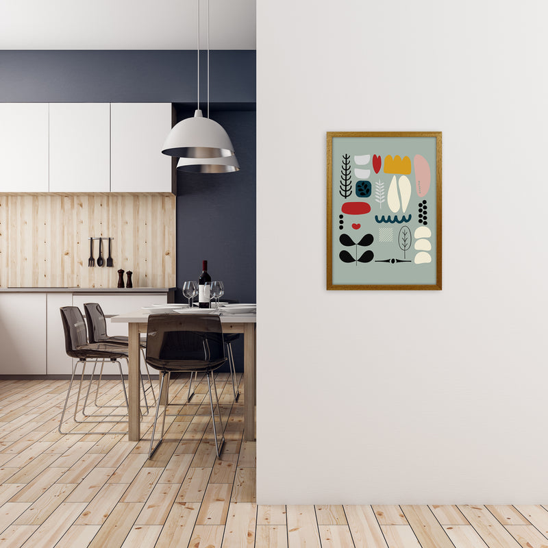 Scandinavian Shapes on Blue Original A2 Print Only