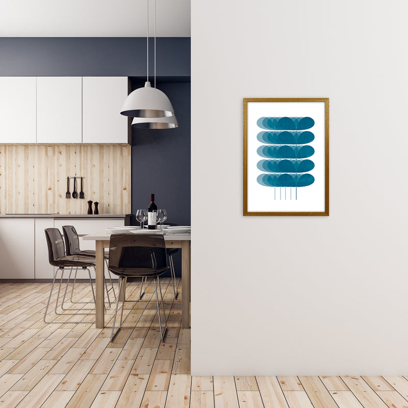 Scandinavian Turquoise Leaves Original A2 Print Only