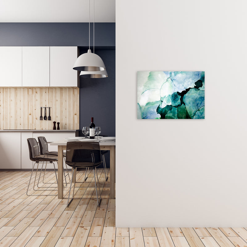 Green Blue Watercolor Art Original A2 Black Frame