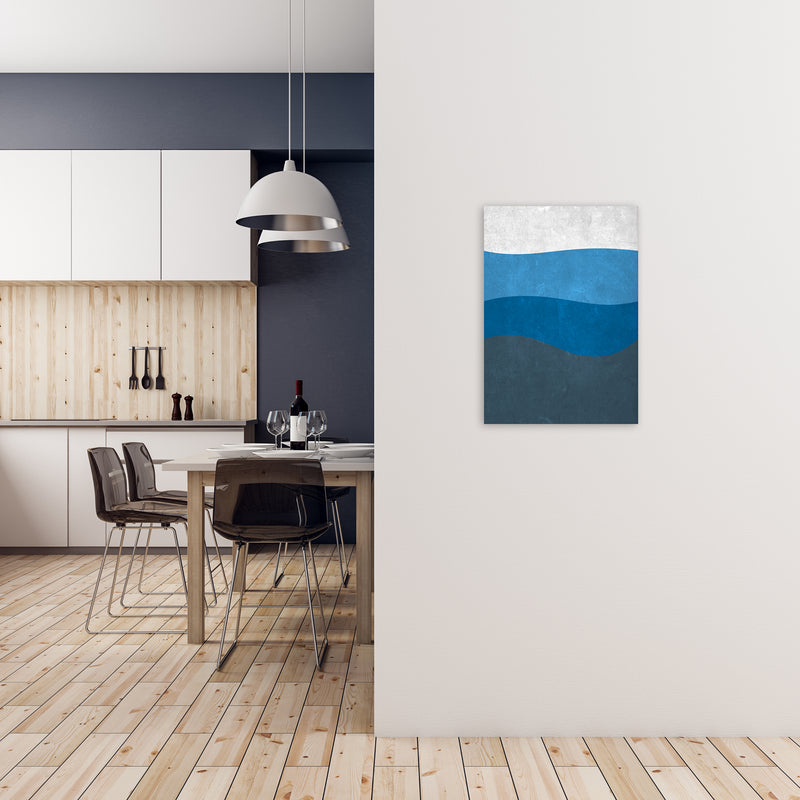 Abstract Blue Seascape Grunge A2 Black Frame