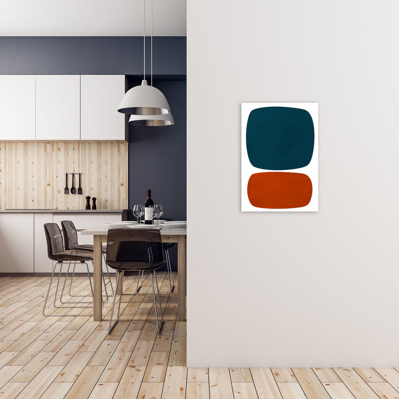 Blue and Orange Mid Century A2 Black Frame