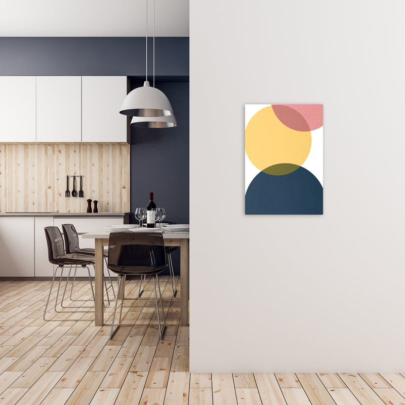 Blue Yellow Pink Pebbles Original A2 Black Frame