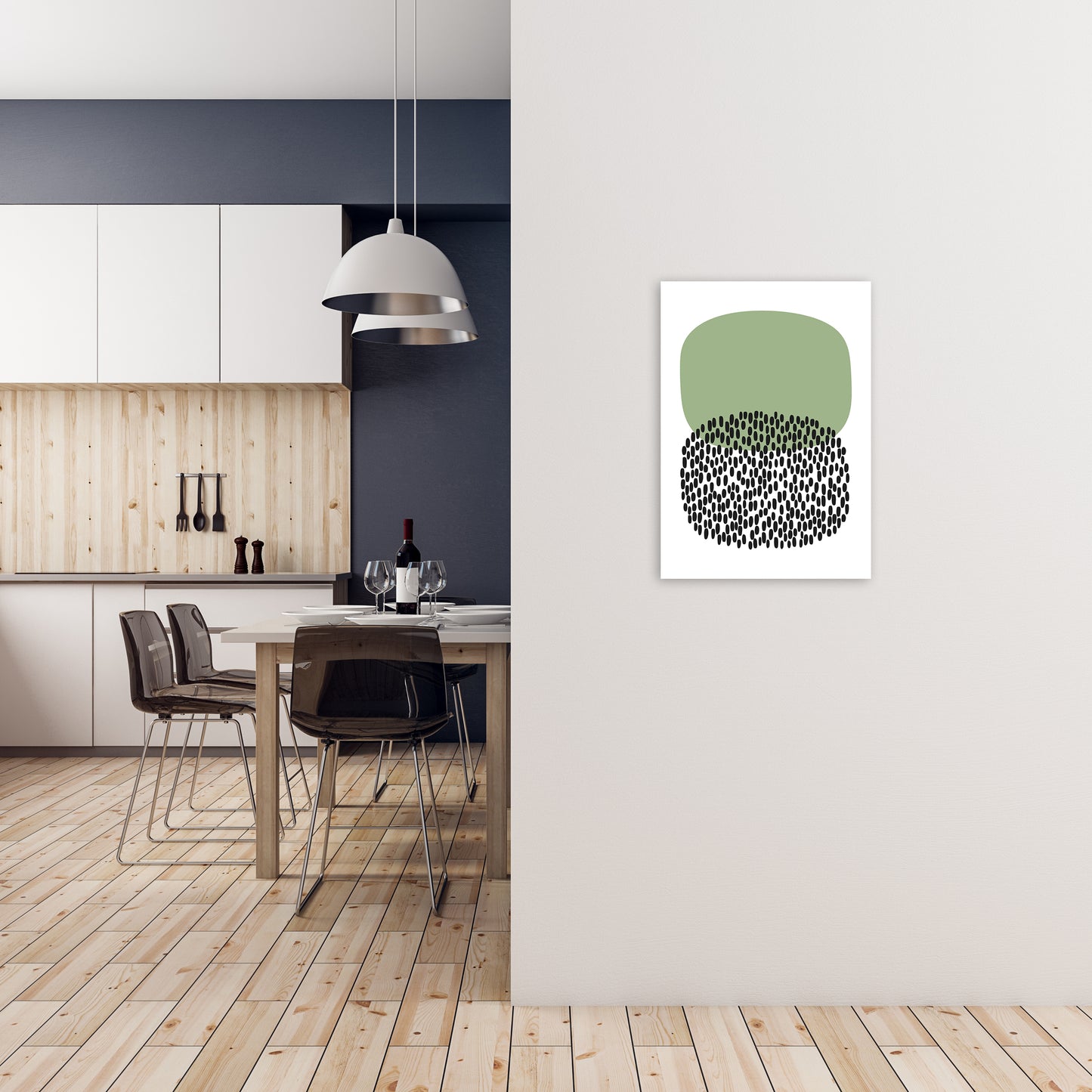 Green and Black Abstract Original A2 Black Frame