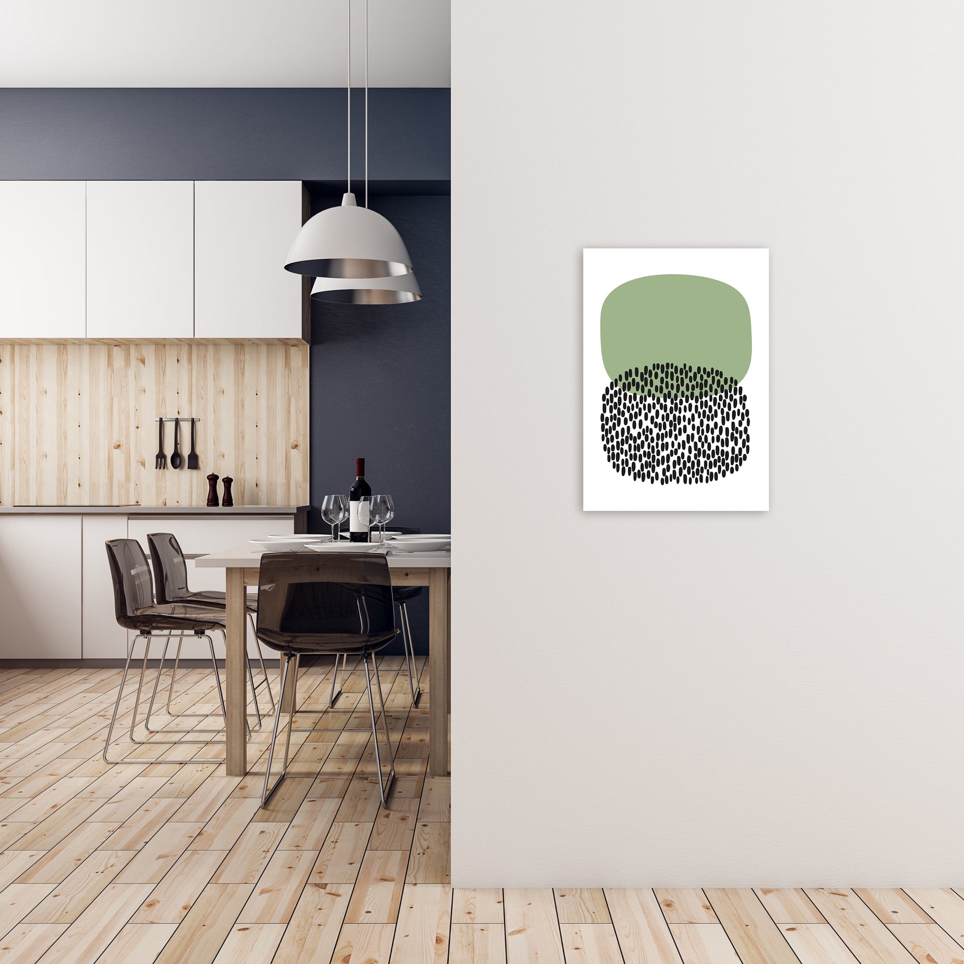 Green and Black Abstract Original A2 Black Frame