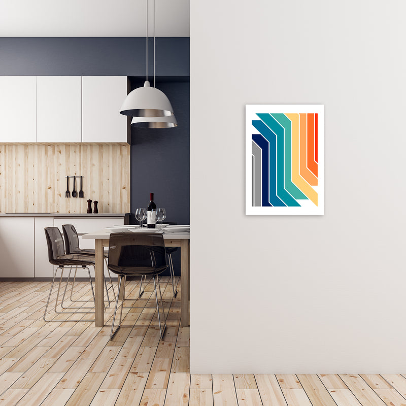 Modern Rainbow Stripes Original2 A2 Black Frame