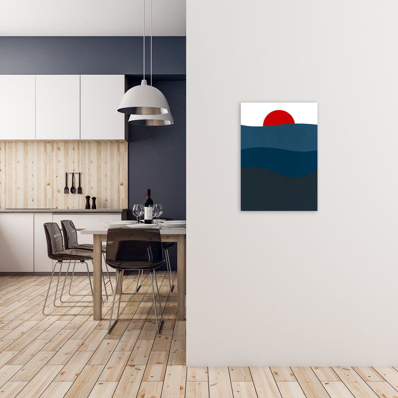 Red Blue Sunset Original A2 Black Frame
