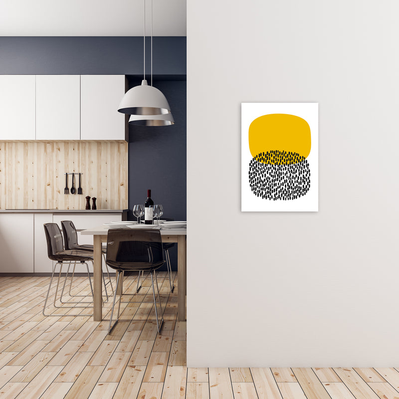 Yellow and Black Dots Original A2 Black Frame