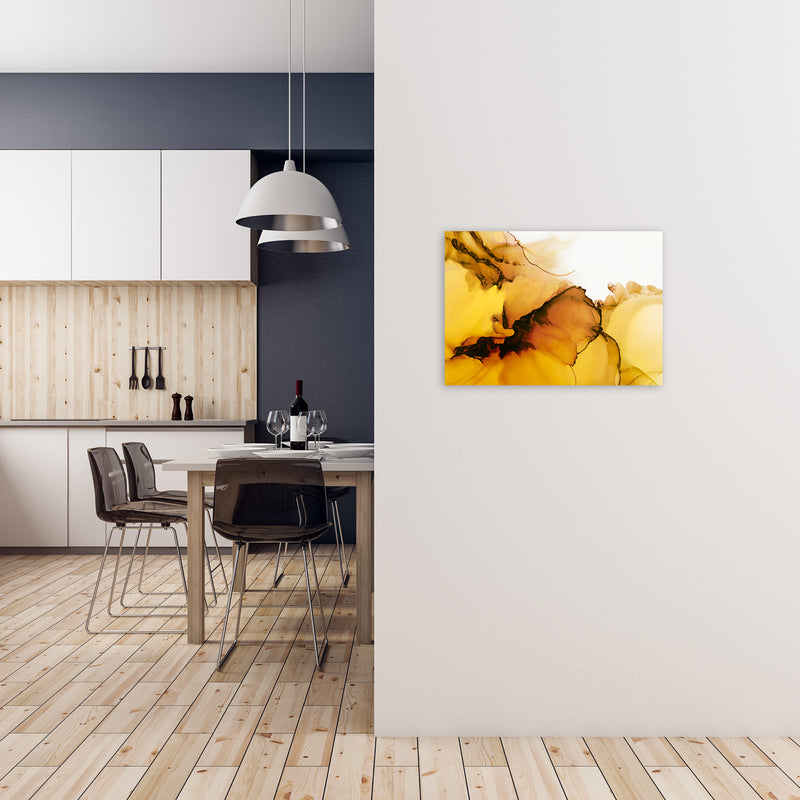 Yellow Watercolor Abstract Original A2 Black Frame