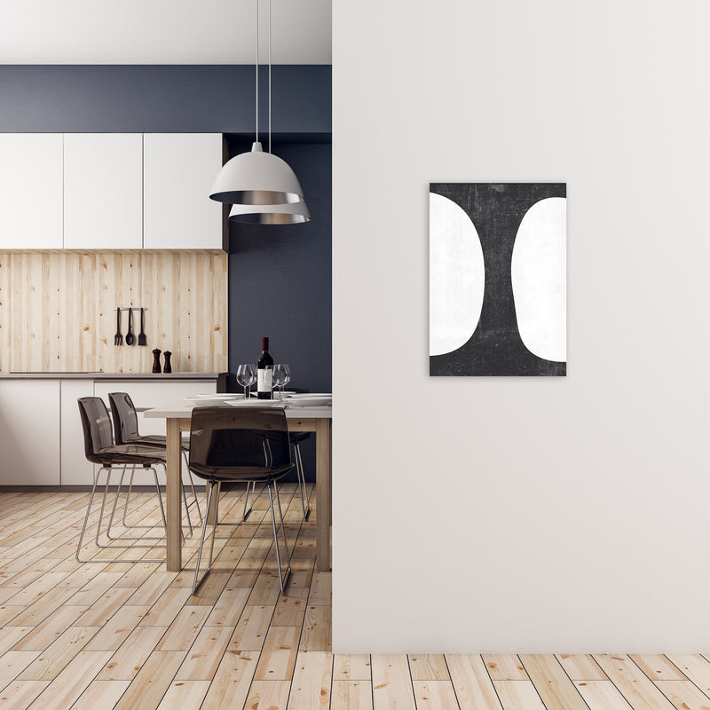 Mid Century Black and White Grunge Wall Art A A2 Black Frame