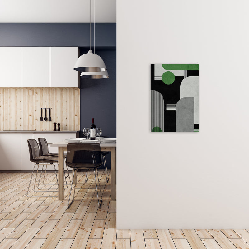 Mid Century Green Black Block Prints Set of 2 A A2 Black Frame