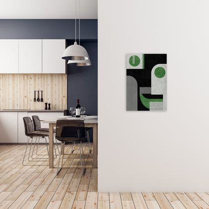 Mid Century Green Black Block Prints Set of 2 B A2 Black Frame