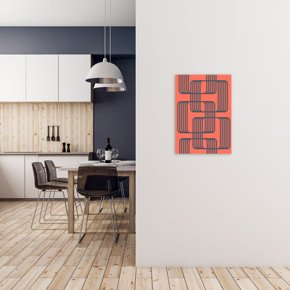 Blue and Red Geometric Wall Art Print B A2 Black Frame