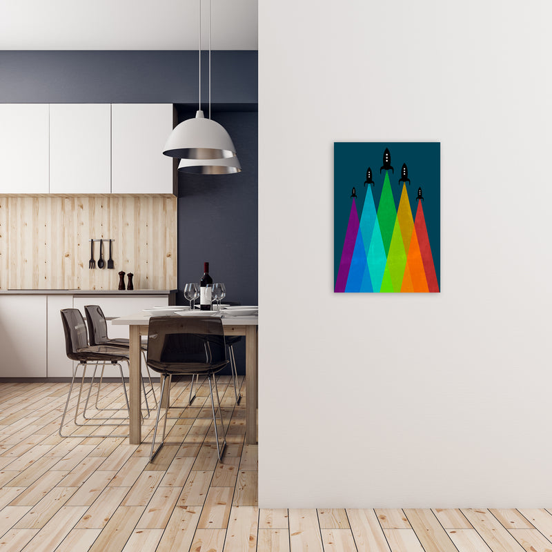 Rainbow and Navy Rocket B A2 Black Frame