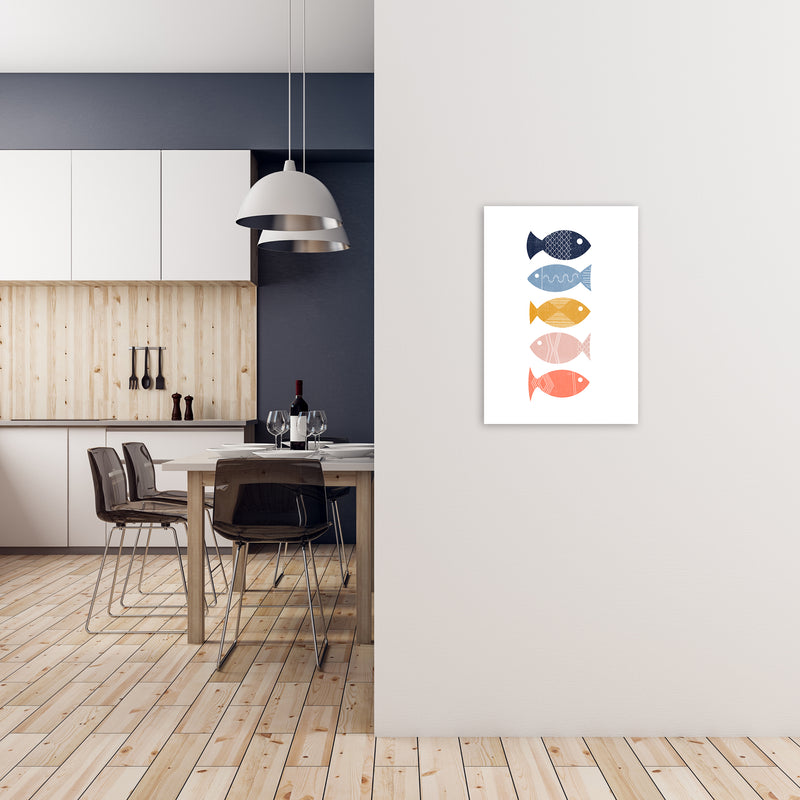 Scandinavian Geometric Print Fish A A2 Black Frame