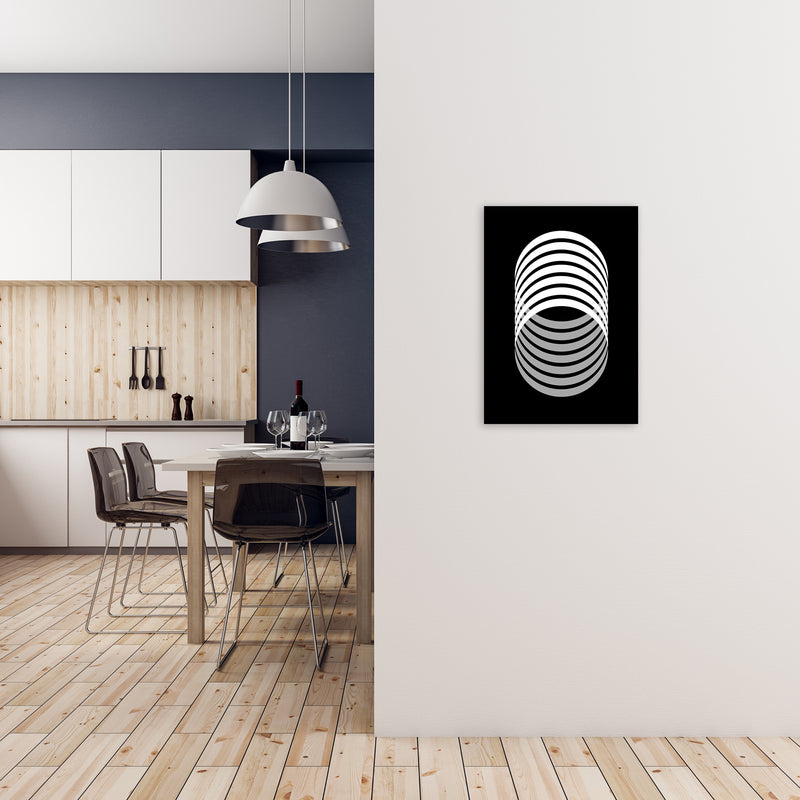 Abstract Modern Back and White Circles Original A2 Black Frame
