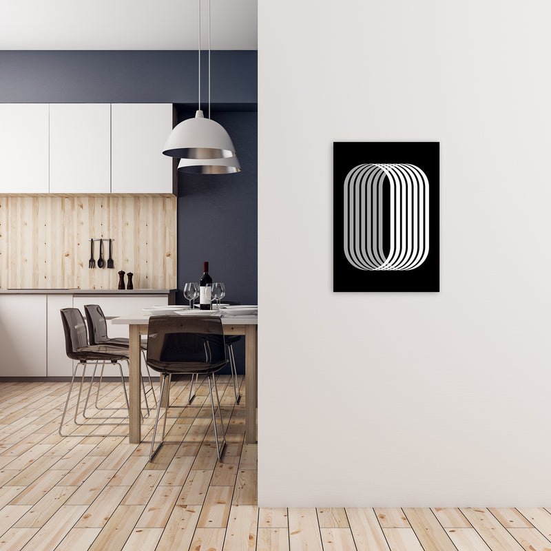 Abstract Modern Black and White Shape Original A2 Black Frame