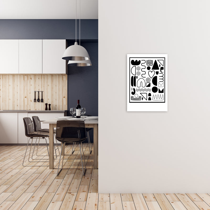 Black and White Scandinavian Shapes A2 Black Frame