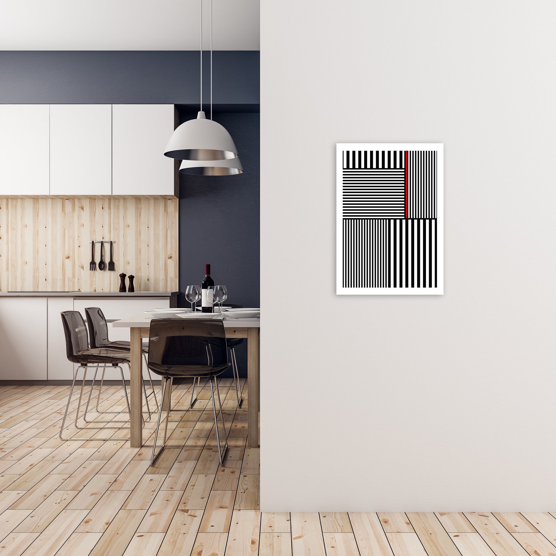 Black and White Stripes with A2 Black Frame