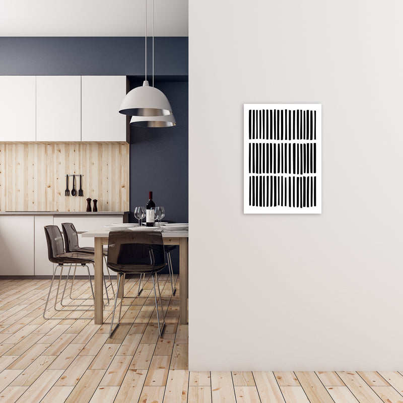 Scandi Black and White Lines A2 Black Frame