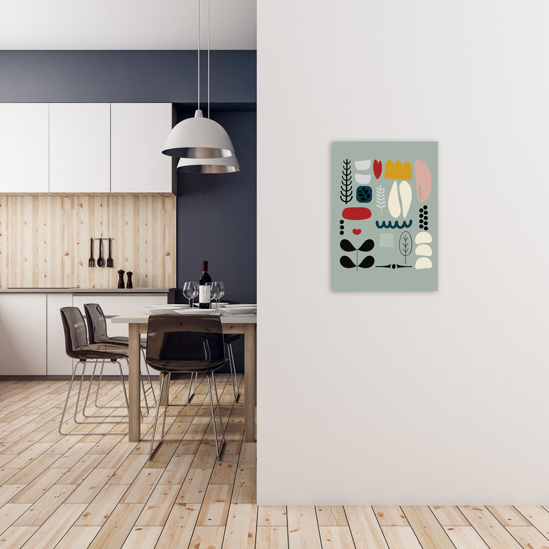 Scandinavian Shapes on Blue Original A2 Black Frame