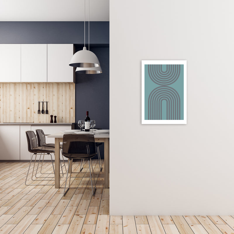 Grey and Blue Modern Rainbow A2 Black Frame